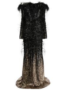 Elie Saab robe longue à sequins brodés - Noir