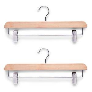 2x Luxe houten broekhangers/cliphangers kledinghangers 36 cm