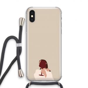 I drink wine: iPhone XS Transparant Hoesje met koord
