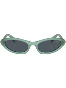 Miu Miu Eyewear lunettes de soleil ovales à plaque logo - Bleu