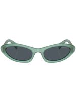 Miu Miu Eyewear lunettes de soleil ovales à plaque logo - Bleu