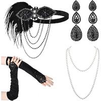 Vintage Jaren 1920 Gatsby Jaren '20 flapper hoofdband Accessoireset Ketting Oorbel Charleston Dames Veer Modieus Maskerade Festival Handschoenen Lightinthebox