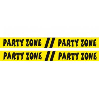 Folat Markeerlint party zone - 3x stuks - 15 meter - geel/zwart - afzetlint feest versiering