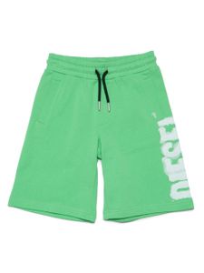 Diesel Kids short de sport en coton à logo imprimé - Vert