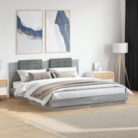Bedframe met hoofdbord en LED grijs sonoma eiken 200x200 cm
