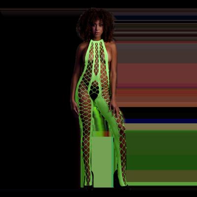 Ouch! by Shots Bodystocking met Halterneck - One Size - Neon Groen