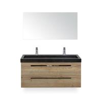 Seville Badmeubelset 120 cm - 2 laden Natuur Eiken - Wastafel Lucca Enkel - met Spiegel