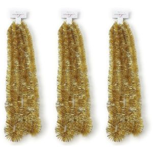 3x Kerst lametta guirlandes goud 270 cm kerstboom versiering/decoratie   -