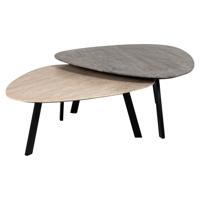 Salontafel Spencer set van 2 beige/grey travertine