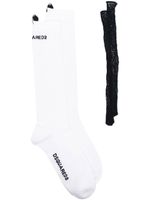 DSQUARED2 chaussettes nervurées à logo imprimé - Blanc