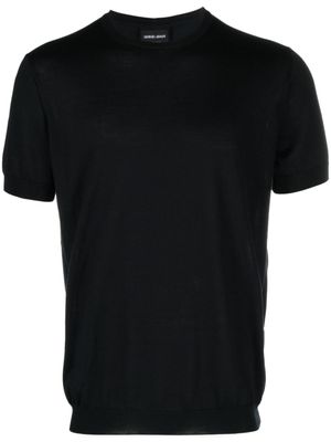 Giorgio Armani pull en maille fine à col rond - Bleu