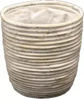 Rotan plantenmand whitewash 13x11cm