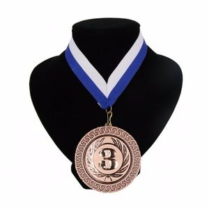 Kampioensmedaille nr. 3 aan wit en blauw lint