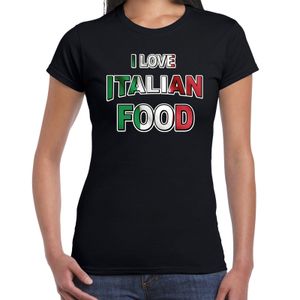 I love Italian food t-shirt zwart voor dames