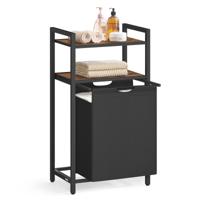 Wasmand met 2 vakken, Rustiek Bruin + Zwart / 65 L