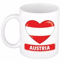 Oostenrijkse vlag hartje theebeker 300 ml - thumbnail