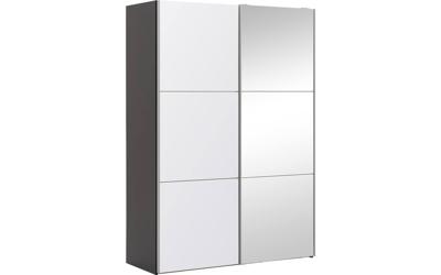 Goossens Kledingkast Easy Storage Sdk, 153 cm breed, 220 cm hoog, 1x 3 paneel glas schuifdeur li en 1x 3 paneel spiegel schuifdeur re