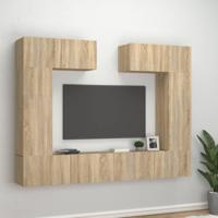 6-delige Tv-meubelset bewerkt hout sonoma eikenkleurig