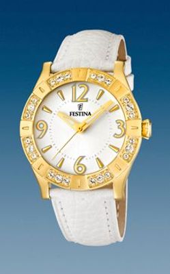 Horlogeband Festina F16580-1 Leder Ivoor 20mm