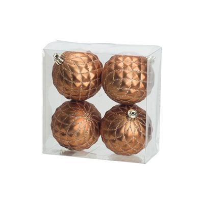 Cosy & Trendy Kerstballen - 4 stuks - koperkleur - kunststof - 8 cm