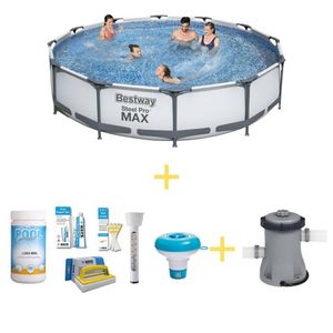 Bestway Zwembad - Steel Pro MAX - 366 x 76 cm - Inclusief WAYS Onderhoudspakket, & Filterpomp