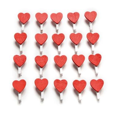 50 PC'S mini rood hart liefde houten fotopapier Peg PIN wasknijper ambachtelijke briefkaart clips