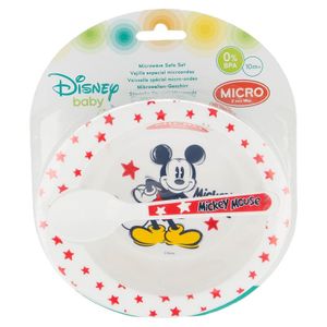 Mickey Mouse kommetje met handvaten en lepel melamine 16 cm   -