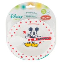 Mickey Mouse kommetje met handvaten en lepel melamine 16 cm   - - thumbnail