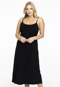 Yoek Dress spaghetti elastic waist | Zwart | Maat 58/60