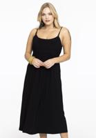 Yoek Dress spaghetti elastic waist | Zwart | Maat 58/60