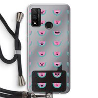 Smiley watermeloenprint: Huawei P Smart (2020) Transparant Hoesje met koord