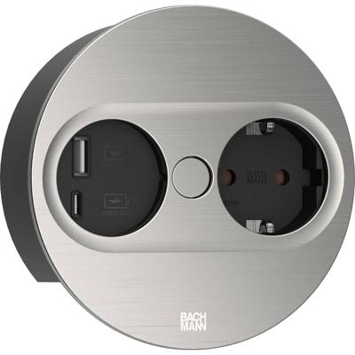 BACHMANN TWIST 2 1xCEE7/3 1xUSB A/C 22W 2,0m AEH rvs look rond