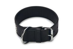 Beeztees vintage - halsband hond - leer - zwart - 60 cm x 50 mm