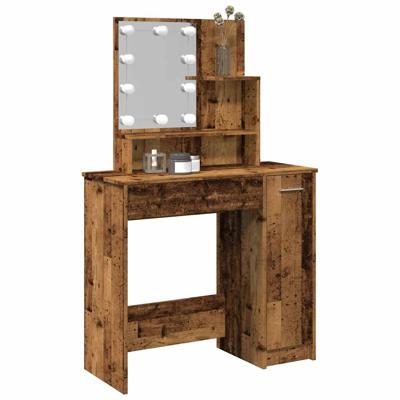 Kaptafel met LED-verlichting 86,5x35x136 cm oud houtkleurig