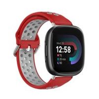 Fitbit Versa 3 & 4 / Sense 1 & 2 - Sport editie - Large - Rood + grijs