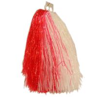 Cheerball/pompom - 1x - rood/wit - met ringgreep - 33 cm - cheerleader pompons