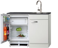 Kitchenette 100cm Lagos wit hoogglans incl inbouw koelkast RAI-258