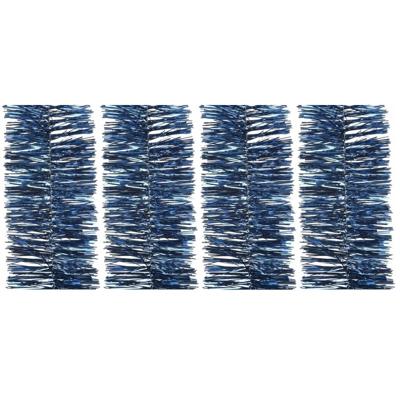 Decoris kerstslinger- 4x -guirlande - donkerblauw - glanzend lametta - 270 cm
