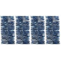 Decoris kerstslinger- 4x -guirlande - donkerblauw - glanzend lametta - 270 cm
