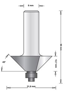 8 MM HOEKFREES MET ONDERLAGER 31.8X50X45