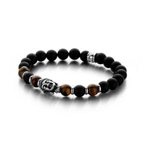 Frank 1967 7FB-0150 Rekarmband Buddha beads agaat/tijgeroog bruin- zwart