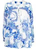 Camilla blouse en soie à fleurs - Bleu