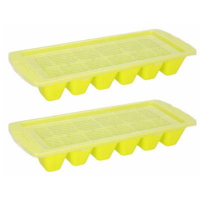 IJsblokjes/ijsklontjes maken kunststof bakje met afsluitdeksel lime groen 28 x 11 cm