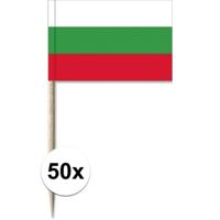 Cocktailprikkers Bulgarije vlag - 50x - 8 cm -mini vlaggetjes -Houten spiesjes