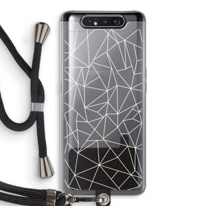 Geometrische lijnen wit: Samsung Galaxy A80 Transparant Hoesje met koord