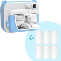 Kindercamera met Printer - Blauw - Combideal met 6x Printpapier Wit - thumbnail