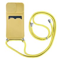 iPhone 12 Mini hoesje - Backcover - Koord - Pasjeshouder - Portemonnee - TPU - Geel