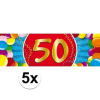 5x 50 Jaar leeftijd stickers verjaardag versiering   -