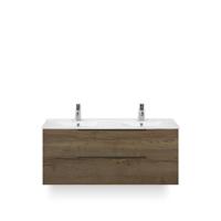Seville Badmeubelset 120 cm - 2 laden Tabacco Edge greep - Wastafel Enjoy Dubbel