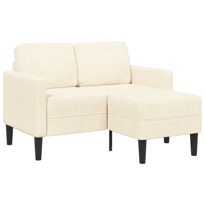 2-zitsbank met ligstoel L-vormig crmekleurig 125 cm linnen